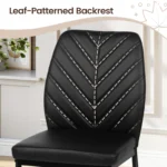 Dining Chairs Set of 4 Modern PU Dining Room Chairs with Leaf Accented Back Padded Kitchen Chair for Dining Room - Image 3
