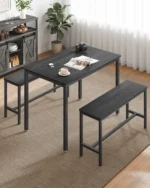 Dining Table with 2 Benches, 3 Piece Set, Kitchen Table of 70 x 110 x 75 cm, 2 Benches of 30 x 97 x 50 cm Each - Image 3