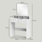 Dressing Table with Mirror, LED Lights, Drawers, for Bedroom, White Dressing Table - Image 3
