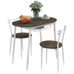Dining Table and Chairs Set of 3, Oval Kitchen Table with 2 Chairs