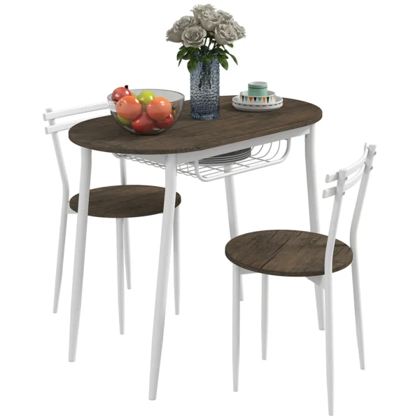 Dining Table and Chairs Set of 3, Oval Kitchen Table with 2 Chairs
