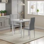 Dining Table and Chairs Set Square Dining Table with Faux Leather Chairs for Dining Room Kitchen Home - Image 2