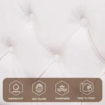 Upholstered Bed, Functional Bed with Slatted Frame and Storage Space LED Lighting in PU - Image 4