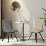 Modern Set of 2 Dining Chairs with Microfiber Kitchen Accent Chairs Armless Leisure Chairs with Metal Legs - Image 2