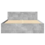 Modern Bed Frame with Integrated Headboard 140x200cm Concrete Grey - Image 5