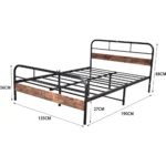 Bed Frame, 4ft6 with Wooden Headboard, Metal Platform/No Box Spring Needed/Reinforced Steel Slat Mattress Base - Image 2