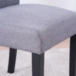 2x Grey Button Tufted High Back Dining Chairs Fabric Upholstered Room Kitchen - Image 2