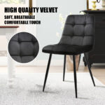 4× Dining Chairs Set Velvet Padded Seat Metal Leg Kitchen ArmChairs Office Mafog - Image 7