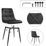 4× Dining Chairs Set Velvet Padded Seat Metal Leg Kitchen ArmChairs Office Mafog - Image 9