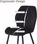 Velvet Dining Chairs Set of 4 Kitchen Chairs Dining Room Lounge Reception Chairs with Metal Legs for Living Room Bedroom,Black - Image 2