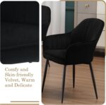 Dining Chair Set of 4, Wide Padded Velvet Chair with Back, Metal Legs, for Dining Room, Bedroom, Living Room, Dressing Table, Black, - Image 3