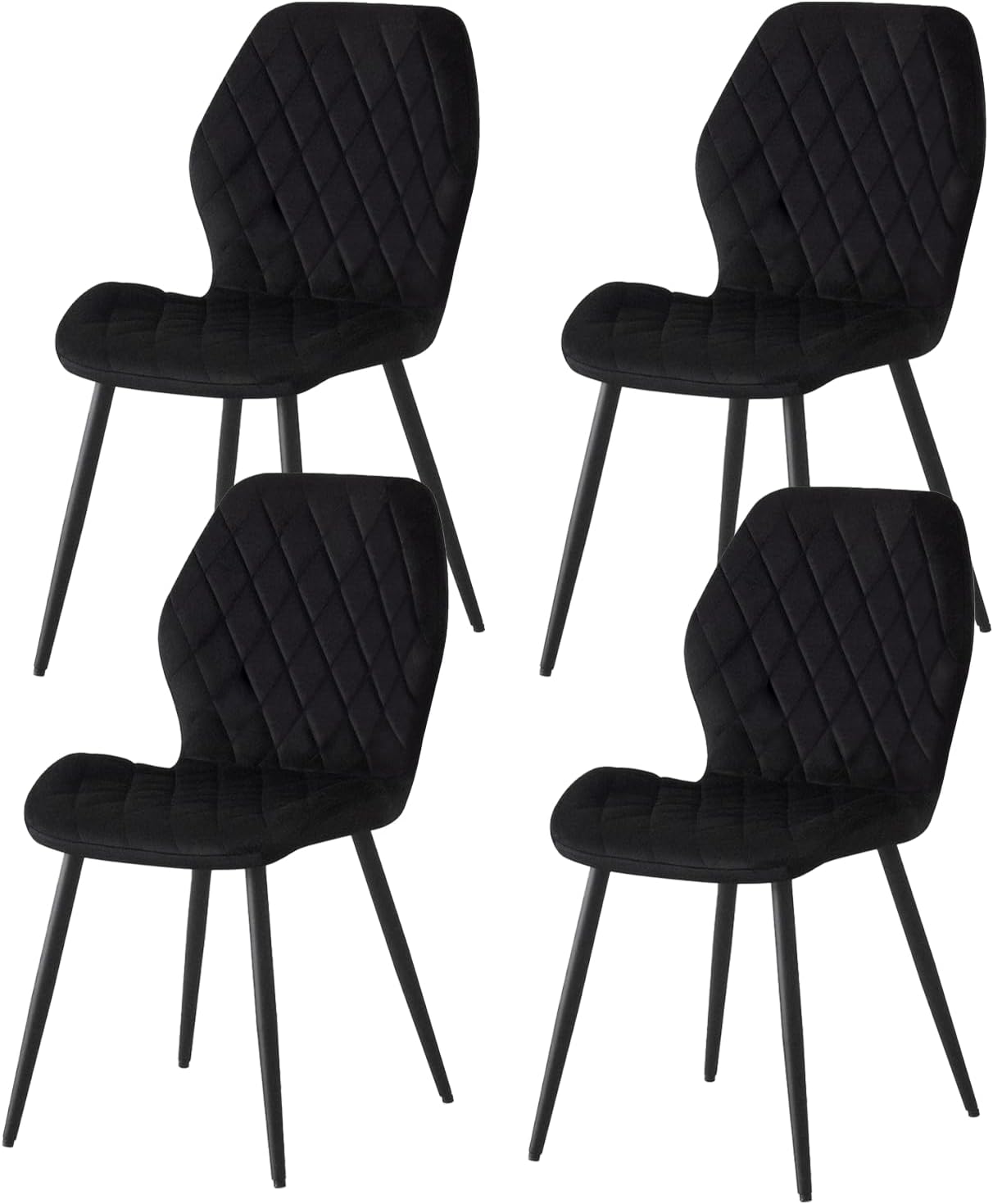 61eNjLkvbUL._AC_SL1500_ Velvet Dining Chairs Set of 4 Kitchen Chairs Dining Room Lounge Reception Chairs with Metal Legs for Living Room Bedroom,Black - Image 1