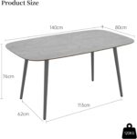 Dining Table 140cm Kitchen Table and Chairs set 4, MDF Modern Wooden with Metal Grey Legs for Living Room - Image 2