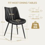 Set of 2 Modern Upholstered Dining Chairs with Metal Legs, Armless Side Chairs for Kitchen Dining Room Living Room - Image 3