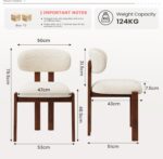 Dining Chairs Set of 4, Upholstered Chenille Dining Room Chairs with Brown Solid Rubber Wood Frame, Soft Cushioned Seat Kitchen Chairs, - Image 7