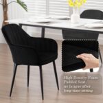 Dining Chair Set of 4, Wide Padded Velvet Chair with Back, Metal Legs, for Dining Room, Bedroom, Living Room, Dressing Table, Black, - Image 4