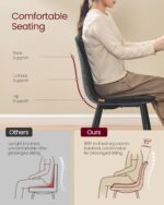 Dining Chair Set of 2, Upholstered Chair, Metal Legs, Adjustable Feet, Easy-Care, Chenille Fabric, PU with Glacier-Inspired Pattern - Image 5