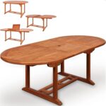 Wooden Garden 150-200x100cm Extendable Foldable Adjustable Patio Furniture Outdoor Oval 6 Seater
