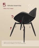 Dining Chair Set of 2, Upholstered Chair, Metal Legs, Adjustable Feet, Easy-Care, Chenille Fabric, PU with Glacier-Inspired Pattern - Image 7