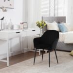 Dining Chair Set of 4, Wide Padded Velvet Chair with Back, Metal Legs, for Dining Room, Bedroom, Living Room, Dressing Table, Black, - Image 7