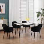 Dining Chair Set of 4, Wide Padded Velvet Chair with Back, Metal Legs, for Dining Room, Bedroom, Living Room, Dressing Table, Black, - Image 2