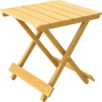 Wood Folding Garden Side Table, Lightweight Small Garden Table with Slatted Top