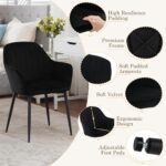 Dining Chair Set of 4, Wide Padded Velvet Chair with Back, Metal Legs, for Dining Room, Bedroom, Living Room, Dressing Table, Black, - Image 5