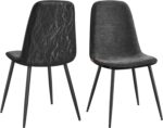 Dining Chair Set of 2, Upholstered Chair, Metal Legs, Adjustable Feet, Easy-Care, Chenille Fabric, PU with Glacier-Inspired Pattern