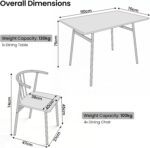 Oira Kitchen Table and Chairs Set for 4, 5 Piece Industrial Dining Table with Metal Frame for Small Spaces, Space Saving Wooden Dining Room Table, Apartment Dining Set with 4 Chairs, Black+Grey - Image 6