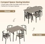 Oira Kitchen Table and Chairs Set for 4, 5 Piece Industrial Dining Table with Metal Frame for Small Spaces, Space Saving Wooden Dining Room Table, Apartment Dining Set with 4 Chairs, Black+Grey - Image 3