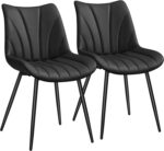 Set of 2 Modern Upholstered Dining Chairs with Metal Legs, Armless Side Chairs for Kitchen Dining Room Living Room