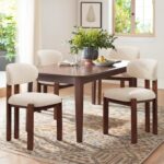 Dining Chairs Set of 4, Upholstered Chenille Dining Room Chairs with Brown Solid Rubber Wood Frame, Soft Cushioned Seat Kitchen Chairs, - Image 2