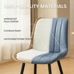 Dining Chairs Set of 2 Faux Leather, Kitchen Chairs with Curved Backs and Metal Legs, Padded Seat Reception Occasional Chair - Image 4