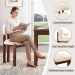 Dining Chairs Set of 4, Upholstered Chenille Dining Room Chairs with Brown Solid Rubber Wood Frame, Soft Cushioned Seat Kitchen Chairs, - Image 5