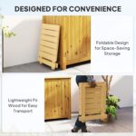 Wood Folding Garden Side Table, Lightweight Small Garden Table with Slatted Top - Image 4