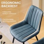 Dining Chairs Set of 2 Faux Leather, Kitchen Chairs with Curved Backs and Metal Legs, Padded Seat Reception Occasional Chair - Image 5