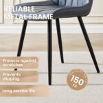Dining Chairs Set of 2 Faux Leather, Kitchen Chairs with Curved Backs and Metal Legs, Padded Seat Reception Occasional Chair - Image 2