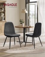 Dining Chair Set of 2, Upholstered Chair, Metal Legs, Adjustable Feet, Easy-Care, Chenille Fabric, PU with Glacier-Inspired Pattern - Image 2