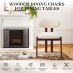 Dining Chairs Set of 4, Upholstered Chenille Dining Room Chairs with Brown Solid Rubber Wood Frame, Soft Cushioned Seat Kitchen Chairs, - Image 3