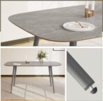 Dining Table 140cm Kitchen Table and Chairs set 4, MDF Modern Wooden with Metal Grey Legs for Living Room - Image 4
