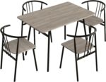 Oira Kitchen Table and Chairs Set for 4, 5 Piece Industrial Dining Table with Metal Frame for Small Spaces, Space Saving Wooden Dining Room Table, Apartment Dining Set with 4 Chairs, Black+Grey