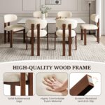 Dining Chairs Set of 4, Upholstered Chenille Dining Room Chairs with Brown Solid Rubber Wood Frame, Soft Cushioned Seat Kitchen Chairs, - Image 4