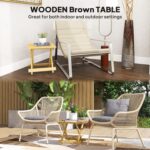Wood Folding Garden Side Table, Lightweight Small Garden Table with Slatted Top - Image 5