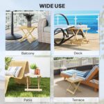 Wood Folding Garden Side Table, Lightweight Small Garden Table with Slatted Top - Image 3