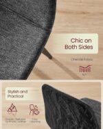 Dining Chair Set of 2, Upholstered Chair, Metal Legs, Adjustable Feet, Easy-Care, Chenille Fabric, PU with Glacier-Inspired Pattern - Image 4