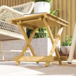 Wood Folding Garden Side Table, Lightweight Small Garden Table with Slatted Top - Image 2