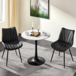 Set of 2 Modern Upholstered Dining Chairs with Metal Legs, Armless Side Chairs for Kitchen Dining Room Living Room - Image 2