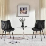Set of 2 Modern Upholstered Dining Chairs with Metal Legs, Armless Side Chairs for Kitchen Dining Room Living Room - Image 4