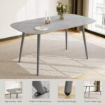 Dining Table 140cm Kitchen Table and Chairs set 4, MDF Modern Wooden with Metal Grey Legs for Living Room - Image 5
