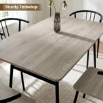 Oira Kitchen Table and Chairs Set for 4, 5 Piece Industrial Dining Table with Metal Frame for Small Spaces, Space Saving Wooden Dining Room Table, Apartment Dining Set with 4 Chairs, Black+Grey - Image 4